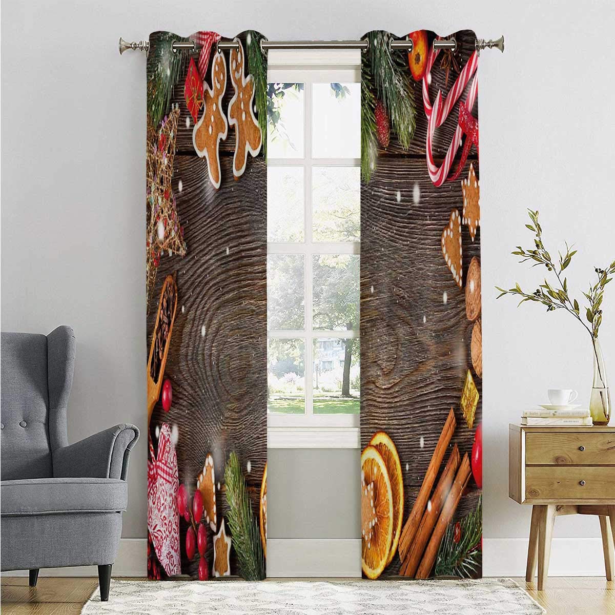 HELLOLEON 100% Blackout Lining Curtain Spices Biscuits Full Shading Treatment Kitchen Insulation Curtain W52 x L84 Inch