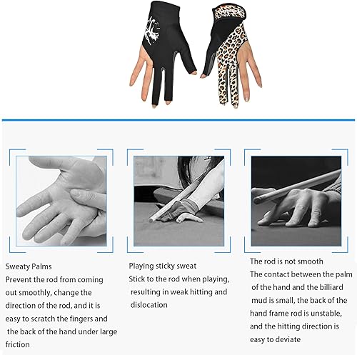 Miniatura 2 de Guantes de billar, guantes de billar de 3 dedos para hombre y mujer, guantes de billar para billar, guantes de billar, duraderos y transpirables,