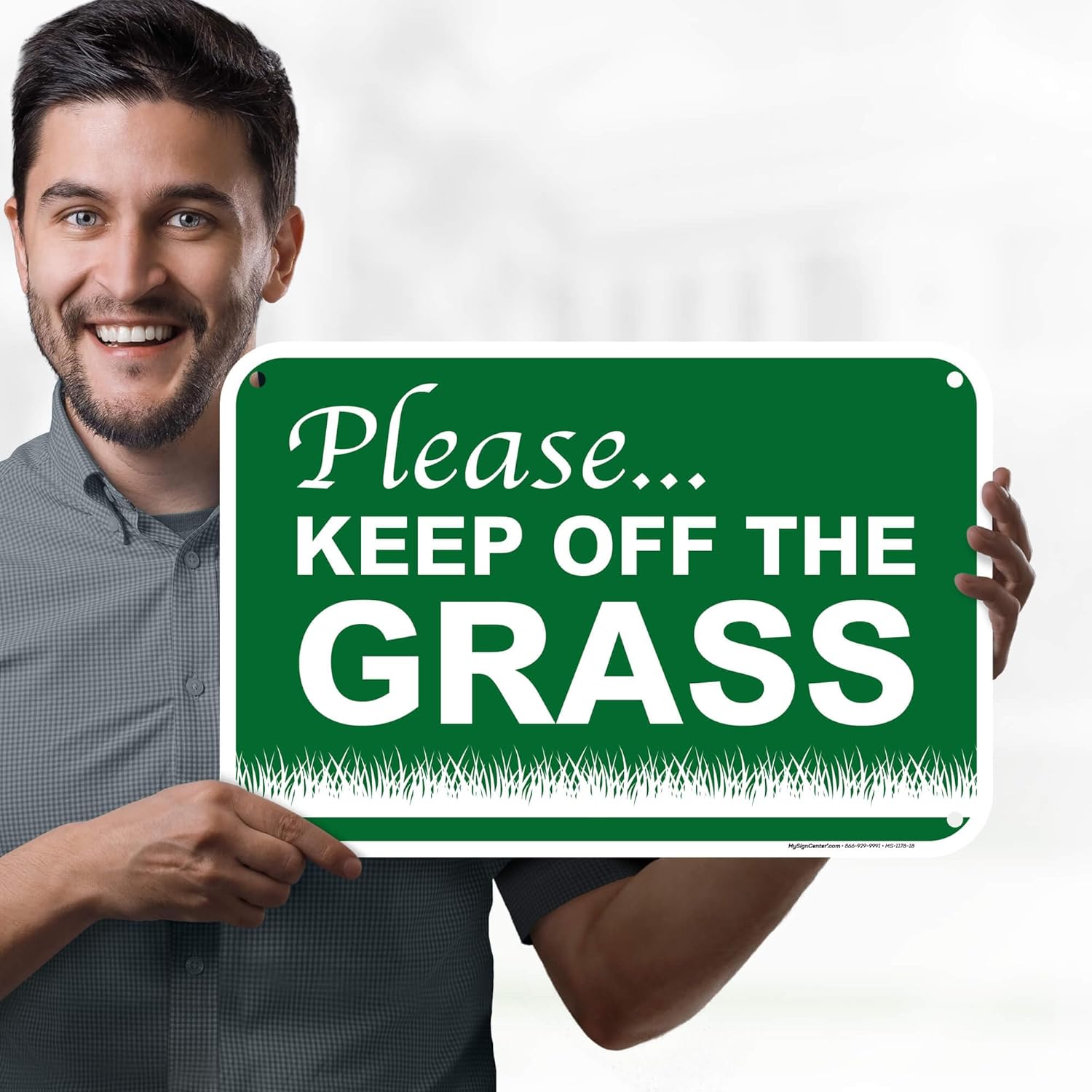 Please Keep Off The Grass Sign, 12x18 Inches, 55 mil thick HDPE (high density polyethylene), Made in USA by My Sign Center