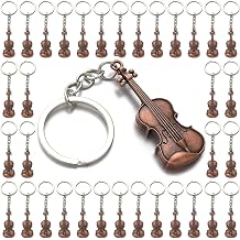 PHAETON 20 Pieces Violin Charm Metal Keychains Violin Keychains Violin Lovers Gifts Music Party Gift Violin Charm Metal Keychain for Men and brown