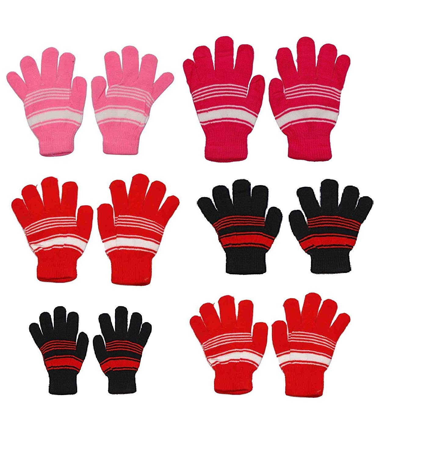 Boys/Girls Winter Warm Woolen Hand Gloves Multicolor - Pack of 6-image-30