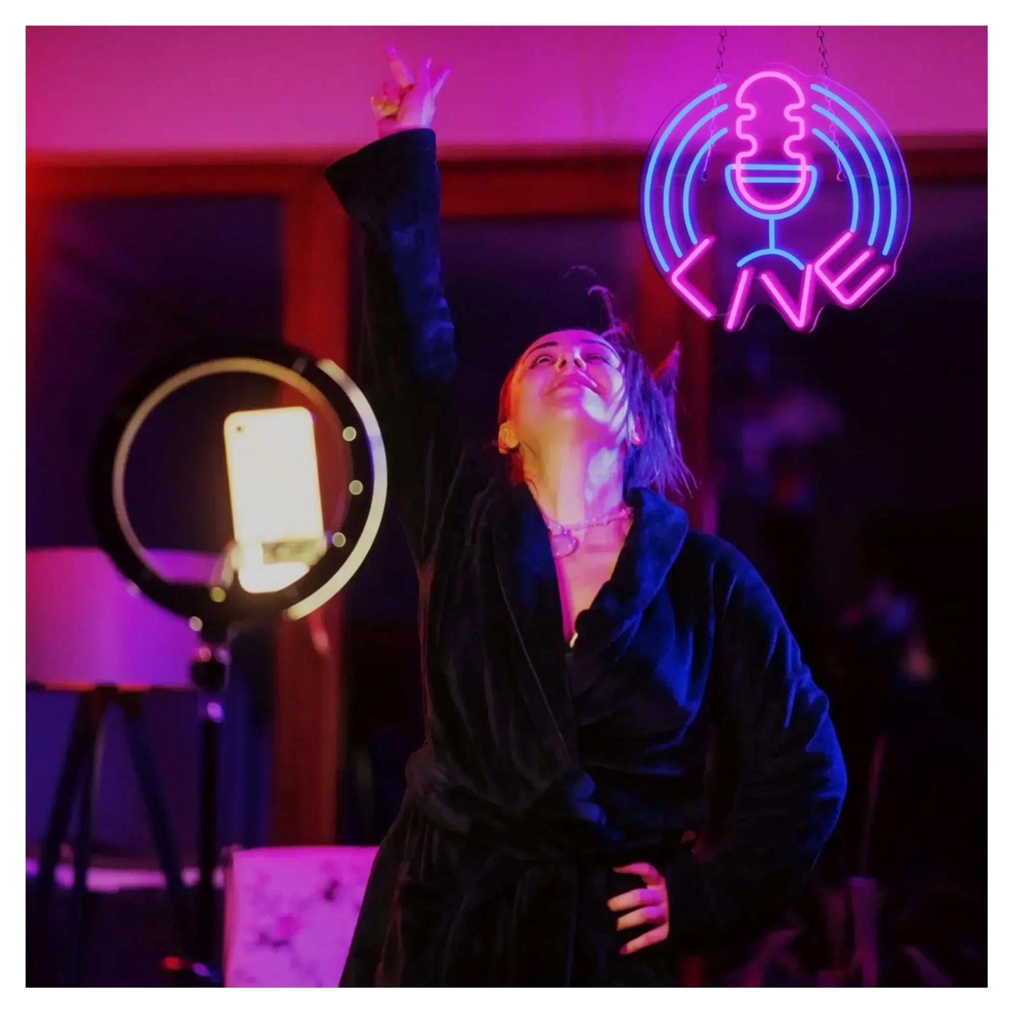 Insegna al Neon LED Insegna Al Neon Con Musica Dal Vivo Per La Decorazione Della Parete Di Casa Luce A LED Per Camera Da Letto Negozio Lampada Da Notte Illuminata 30cm×30cm