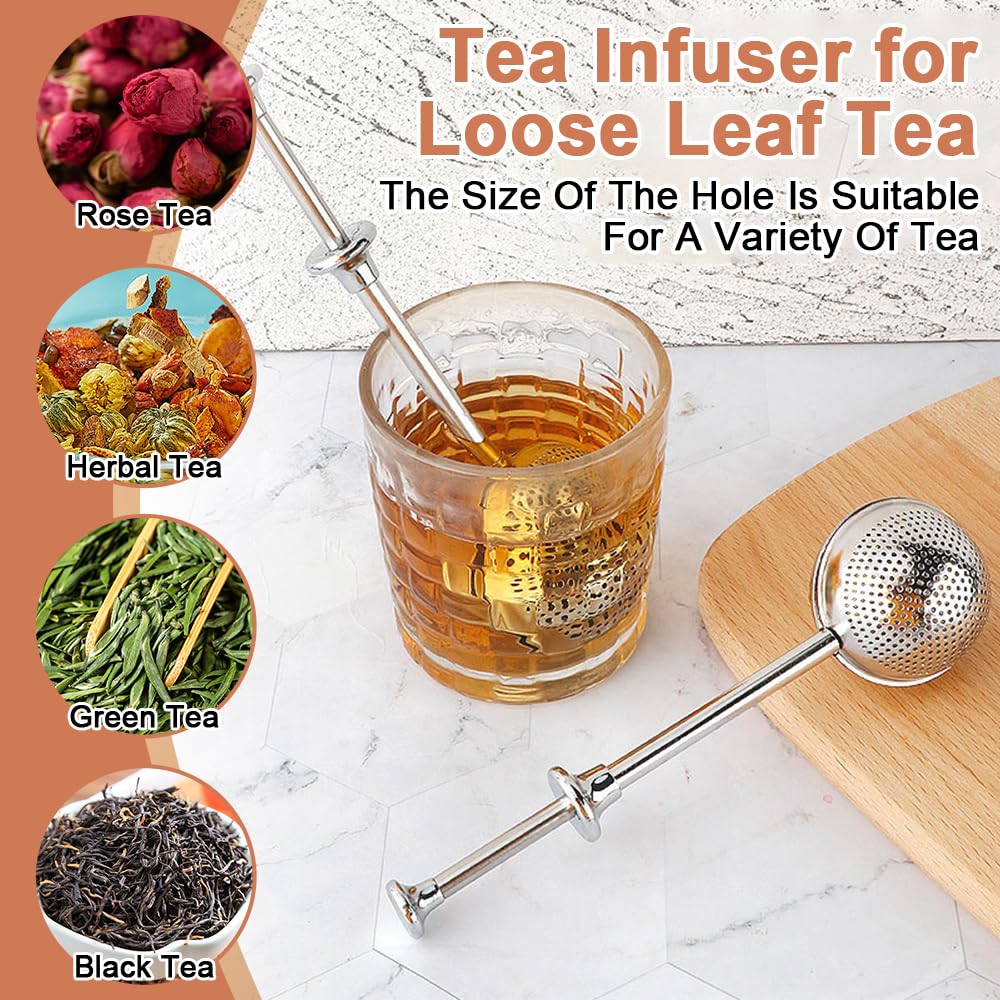 4 infusores de té de acero inoxidable para hojas sueltas, colador de té de malla fina 2025, accesorios de té, varita de polvo para hornear, sacudidor de azúcar (4 piezas)