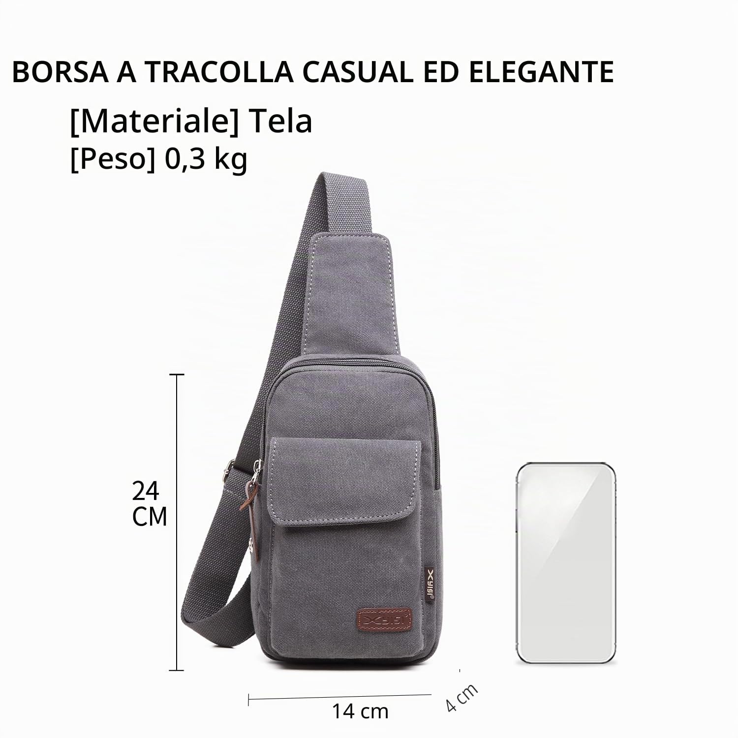 FANDARE Monospalla Uomo Zaino Monospalla Borsa di tela Borsello da Uomo Sling Bag Borsa a Tracolla Borsa Sportiva Viaggio, Campeggio, Hiking