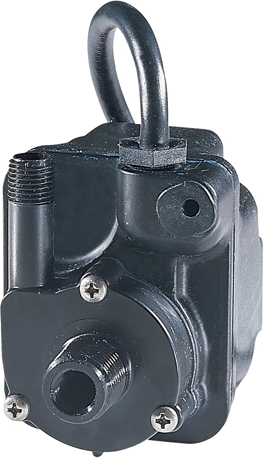 Little Giant 1-EA-42 115 Volt, 1/125 HP, 170 GPH Dual Purpose - Inline or Submersible, Small Epoxy-Encapsulated Pump with 10 ft. Cord, Black, 518087