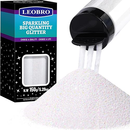 Vista 17 de Leobro - Purpurina blanca, 150 g/5.29 oz, lentejuelas gruesas de nieve para manualidades, resina, copos de nieve blancos transparentes, para tazas