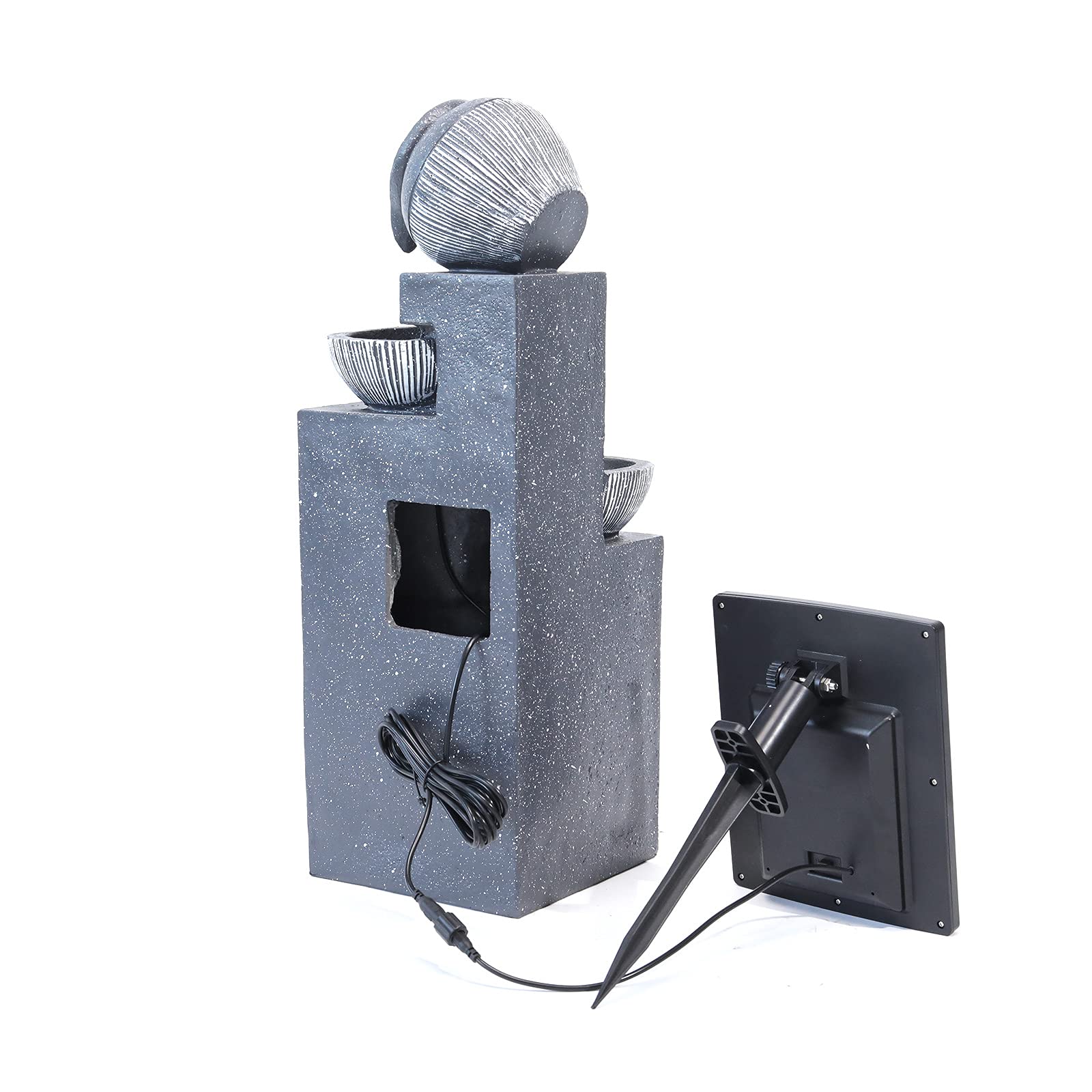 BTGGG Solarbrunnen für Draussen,4-Stufiger Kaskaden Solar Springbrunnen Gartenbrunnen mit LED-Licht für Außen Solar Wasserspiel Wasserfall Brunnen für Garten,Balkon,Terrasse,19x19x51cm