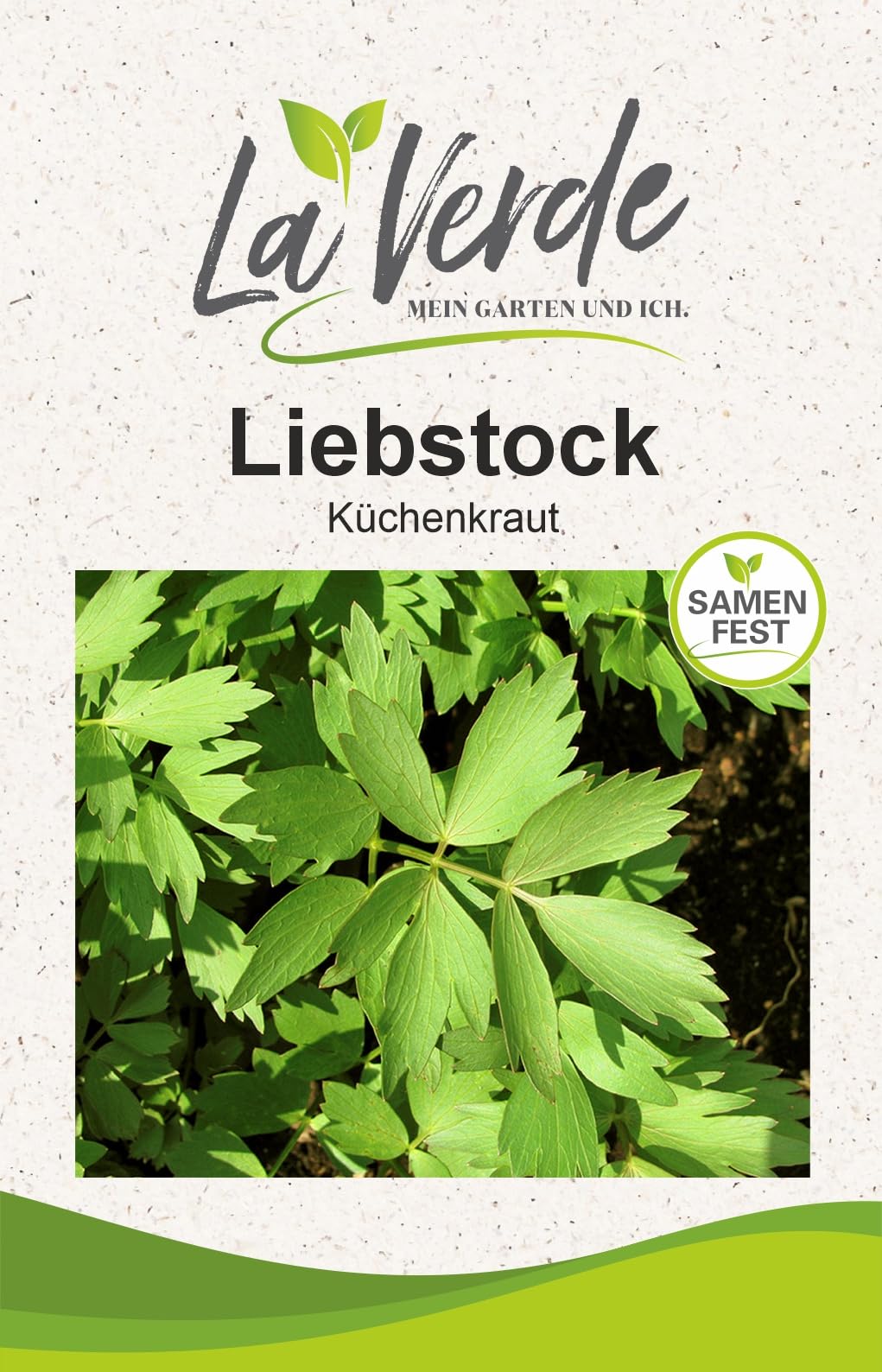 La Verde MEIN GARTEN UND ICH. Liebstock Küchenkraut Samen für ca. 100 Pflanzen, Maggikraut, mehrjährig & samenfest, Kräuter Saatgut ohne Gentechnik