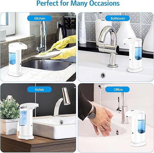 Miniatura 8 de AMIR Dispensador de jabón automático sin contacto de 12.5 onzas, dispensador automático de jabón líquido para manos a pilas, volumen ajustable,