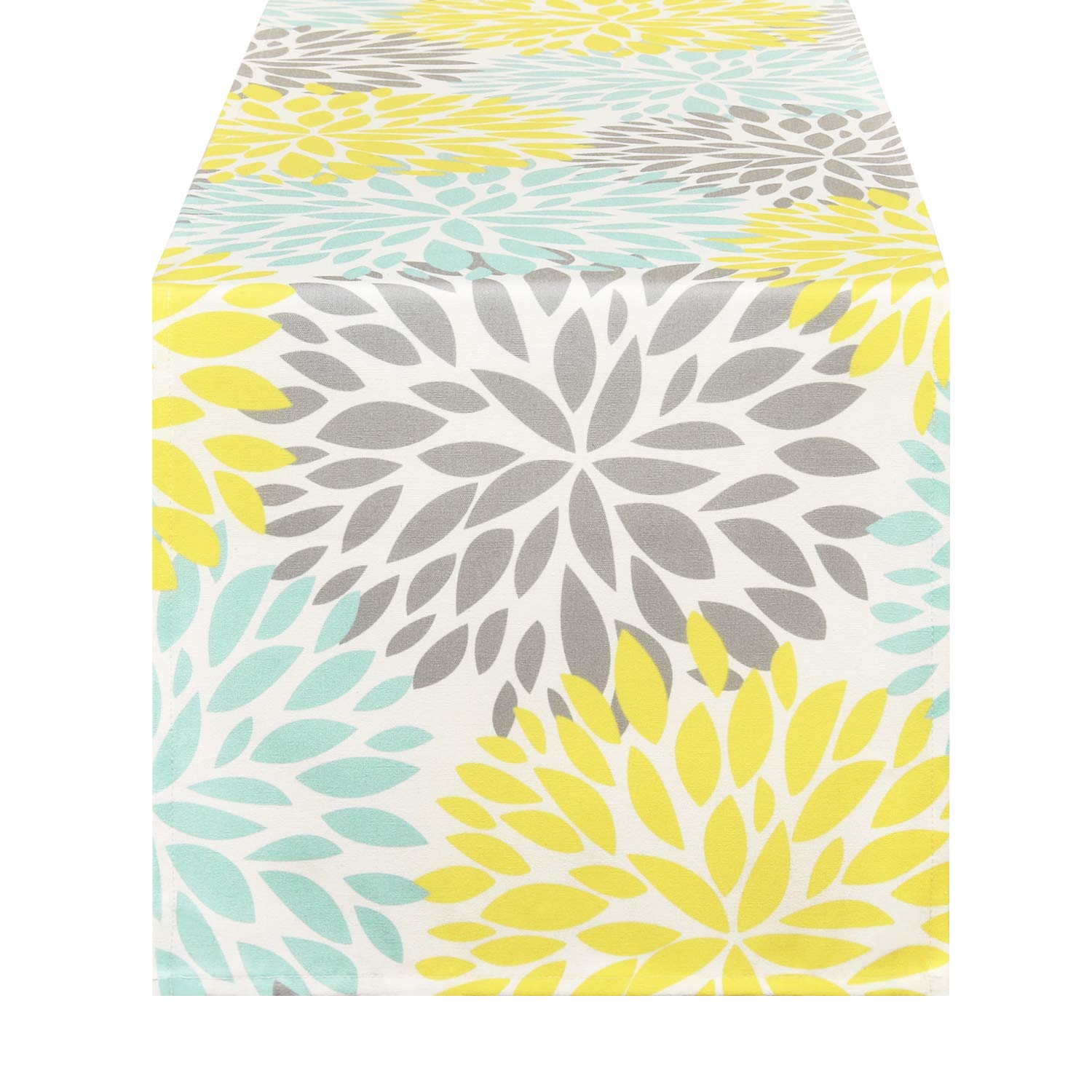 Alishomtll Dahlia Pinnata Table Runner Yellow and Gray Print Flower Table Runners for Catering Events, Dinner Parties, Wedding, Spring Holiday, Indoor and Outdoor Parties