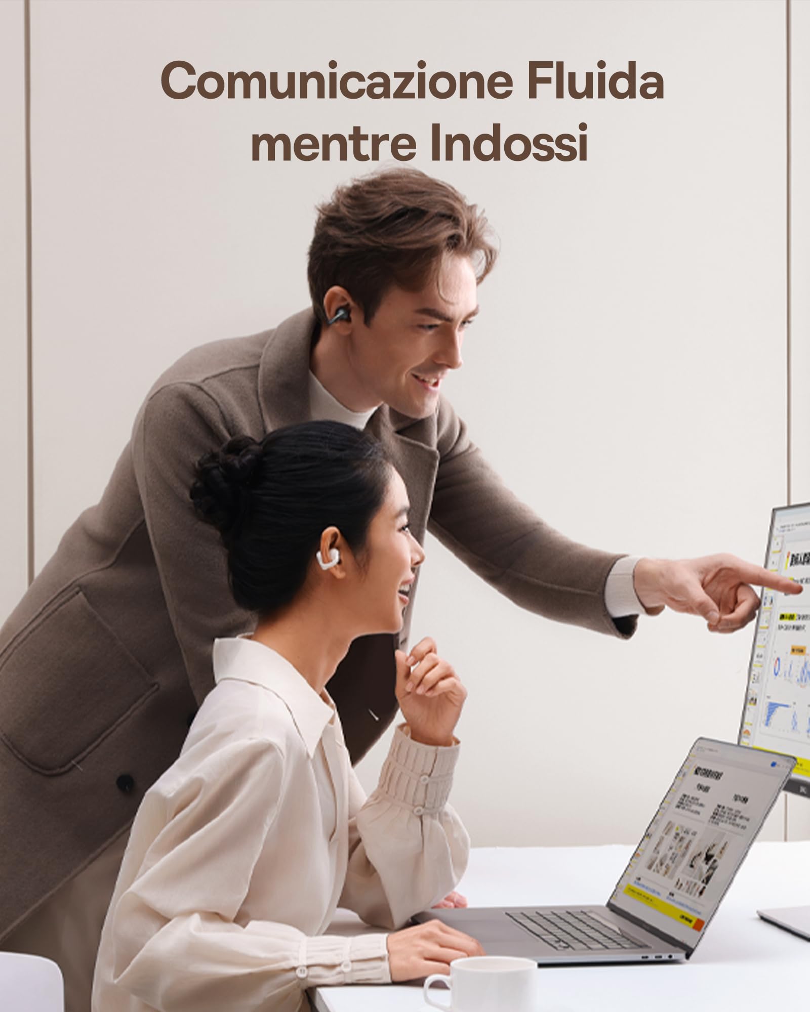 Baseus MC1 Cuffie Aperte, Auricolari a Clip con Suono Impressionante, Potenziamento dei Bassi Adattivo, Bluetooth 5.4, Riduzione del Rumore in Chiamata, IP57, Autonomia di 40 ore, Auricolari di 5,2 g