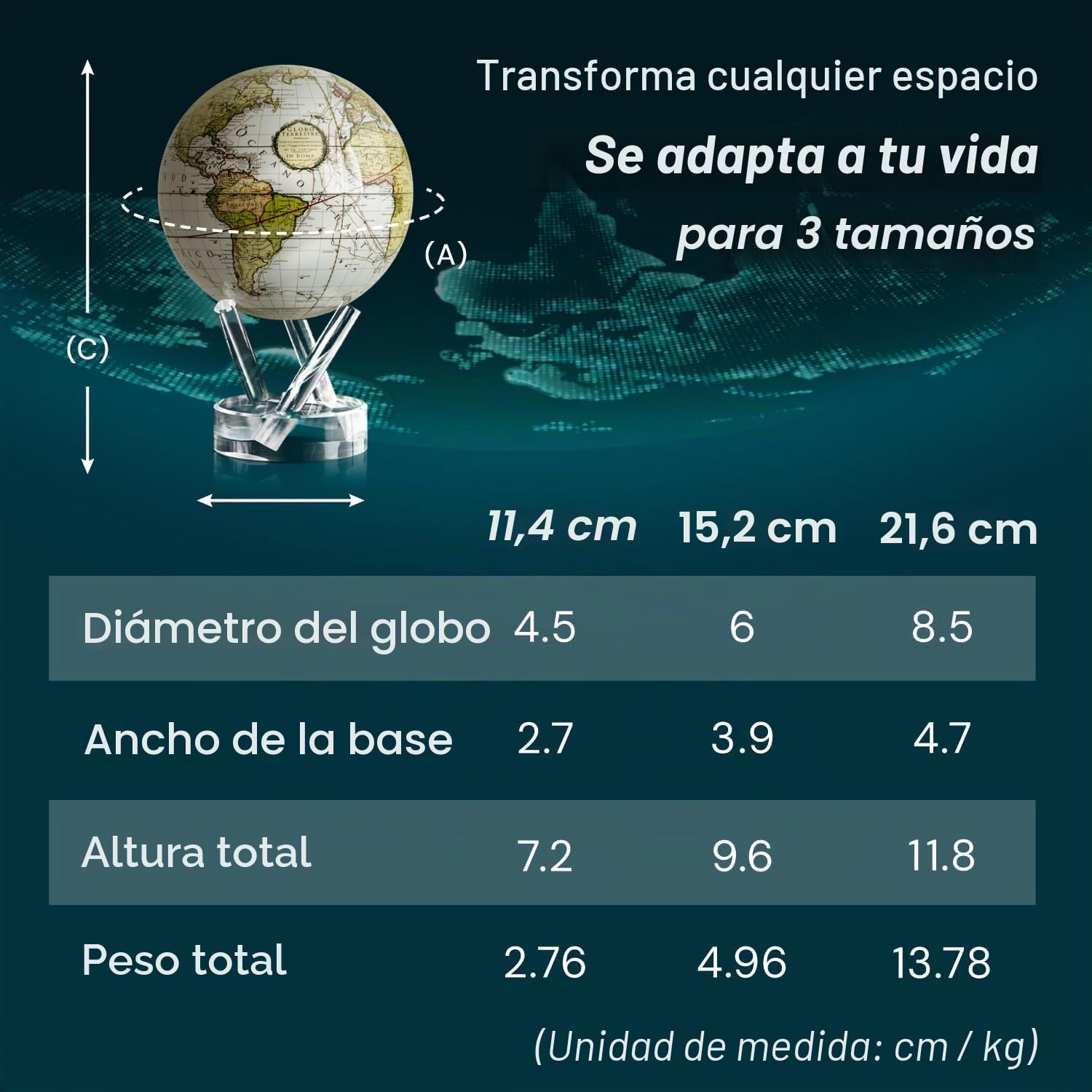 MOVA Globo Autorrotativo, Cassini Antiguo Blanco Signature (6")