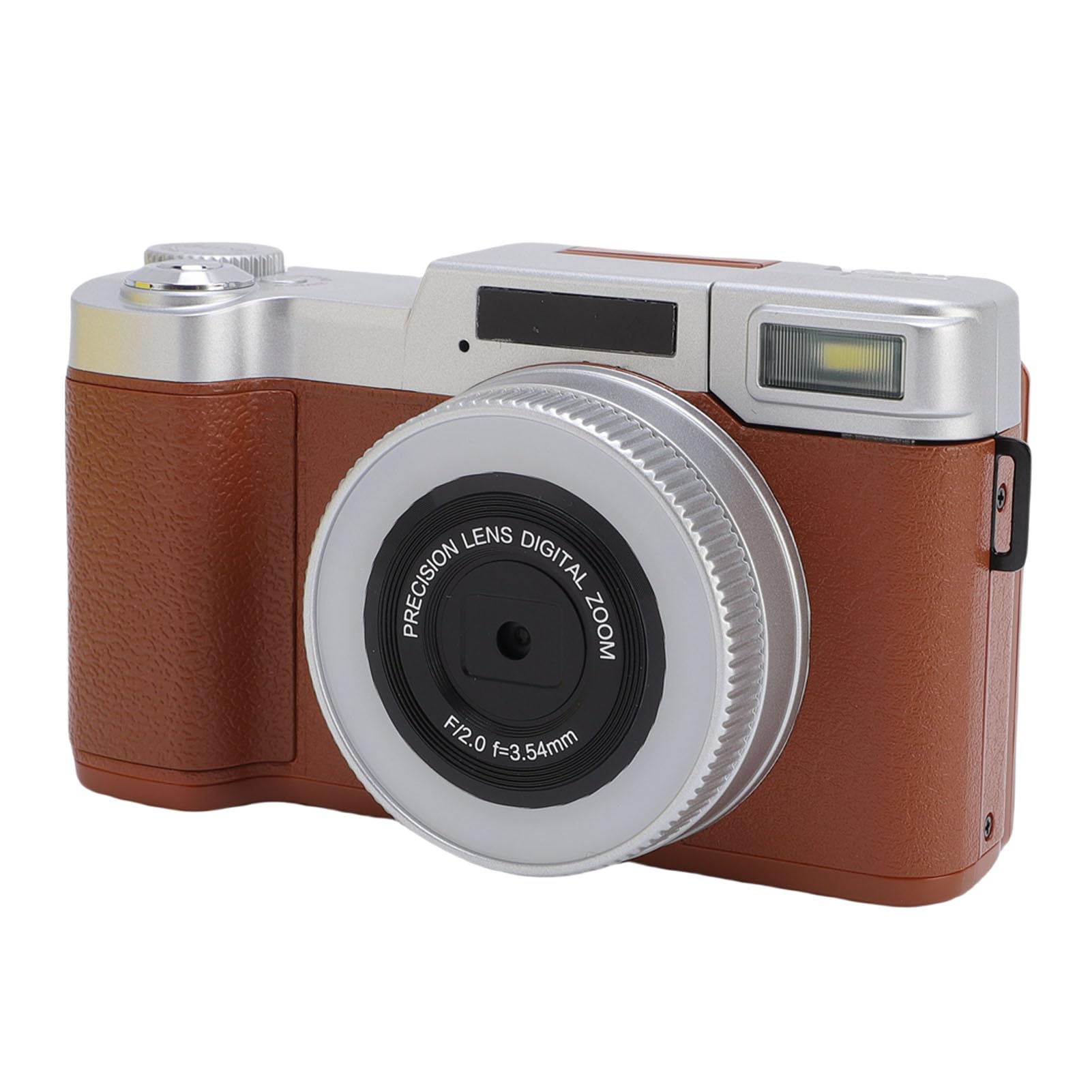 4K Digital Camera, 64MP Vlog Camera with 2.8 Inch Flip Screen, 16 Filters and 8 Scene Modes, Stepless Dimming for Low Light, Beauty Light, Live Streaming (Brown)-image-35