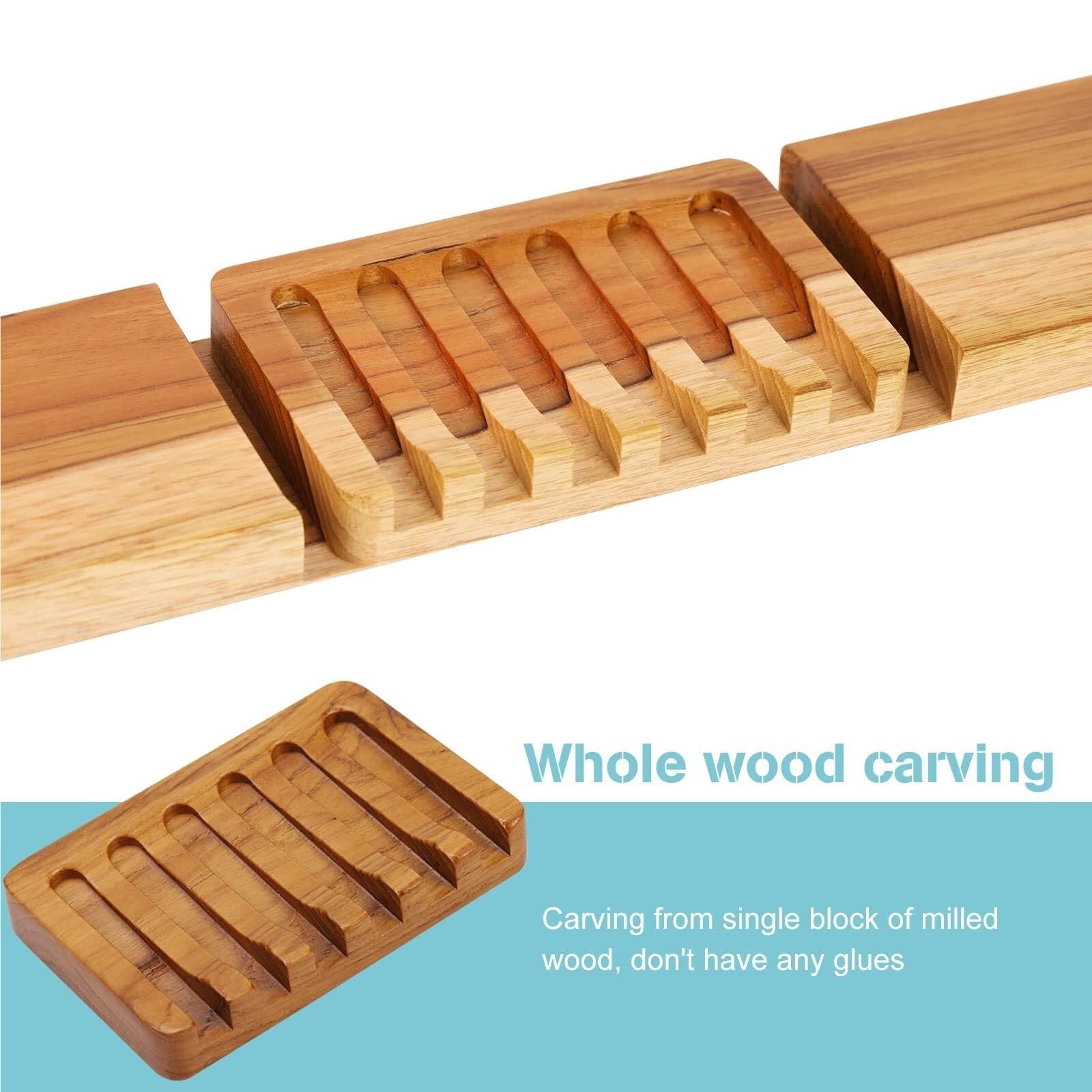 Jaboneras Jabonera de Barra con diseño Cascada Inclinada, Madera Teca Nuevos artículos Esenciales para el hogar