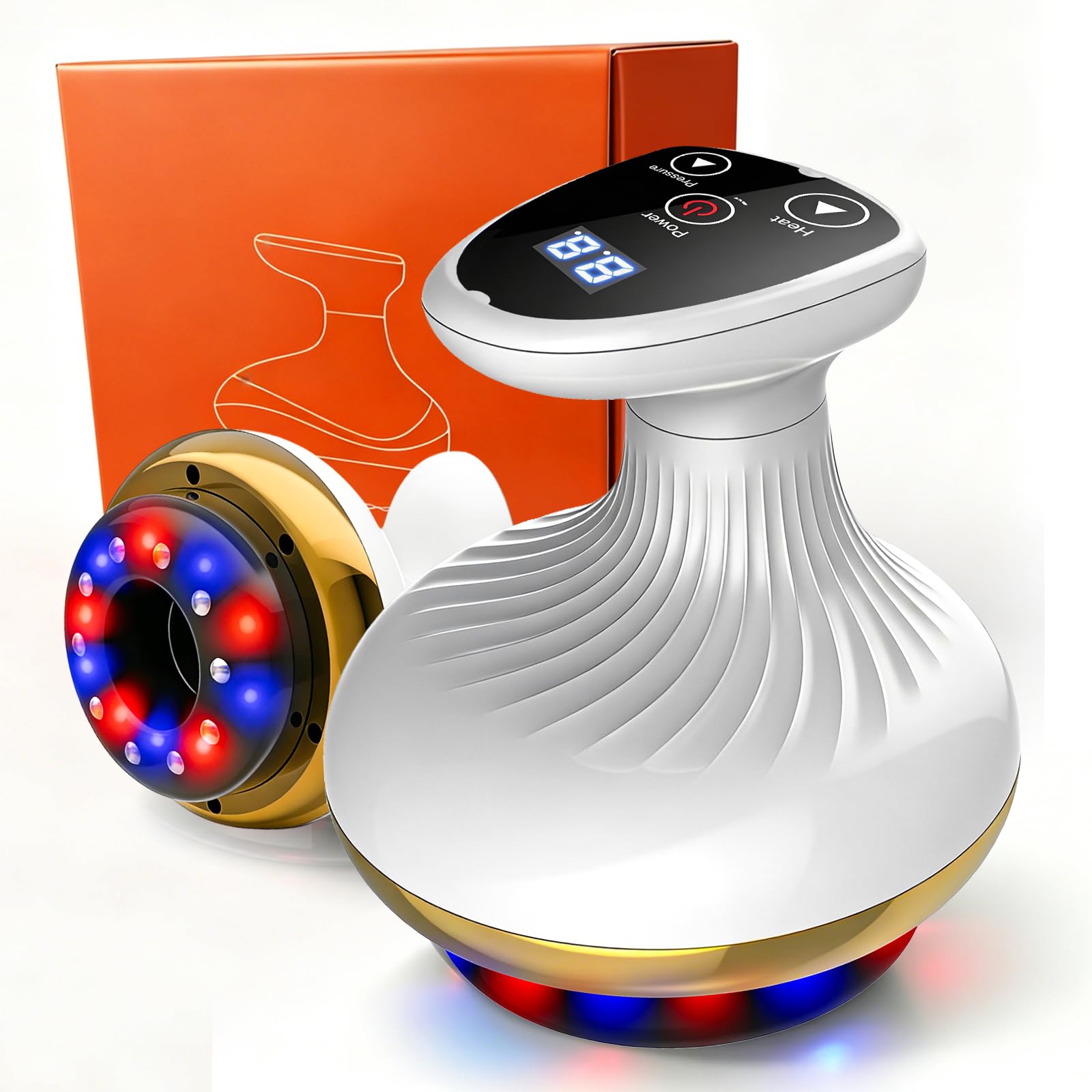 Vacuvia Cellulite Massager, 4-in-1 Vakuum Massagegerät gegen Cellulite mit Wärmetherapie & LED-Licht, Elektrisches Schröpfgerät für Lymphdrainage, Anti-Cellulite Massagegerät (Premiummodell)