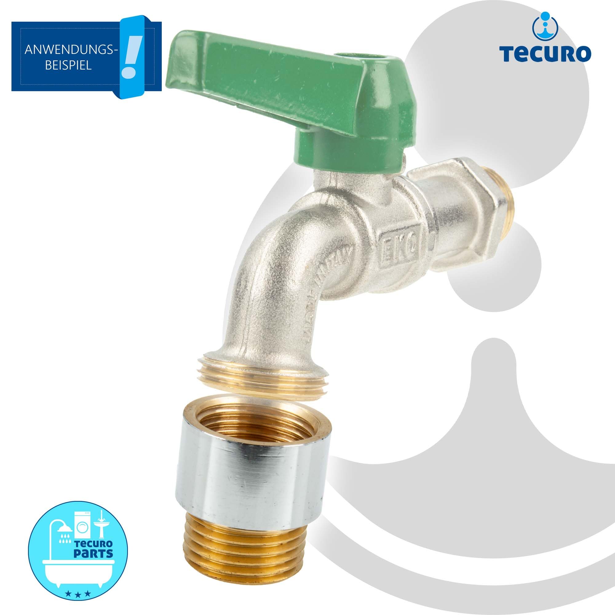 tecuro Tap Extension 1/2 Inch x 20 mm - According to Drinking Water Regulation 50930-6, DIN 3523, Brass CW 617 N Shiny Chrome-Plated - Image 4