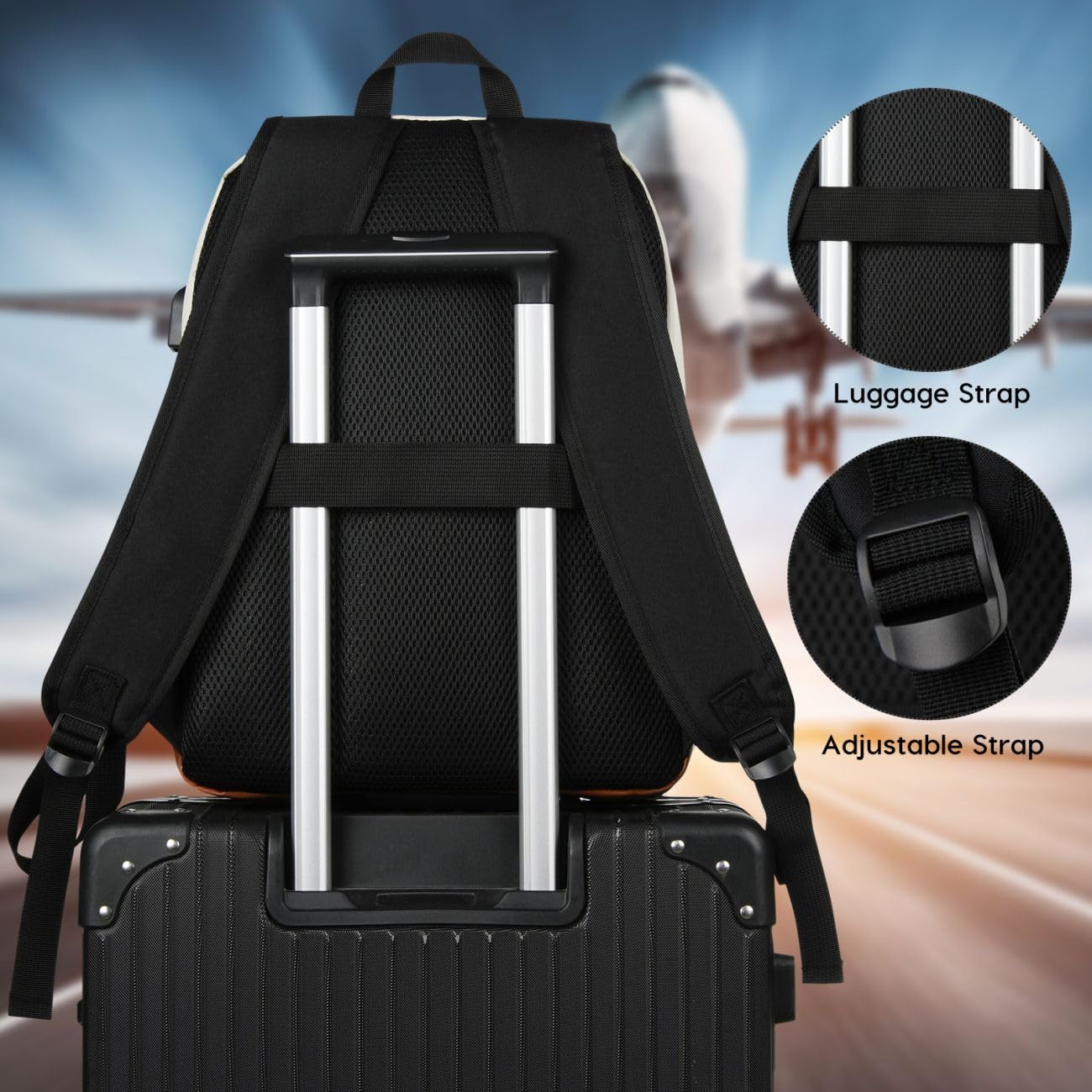 YAMTION Sac à Dos d'École pour Filles et Garçons,Sac à Dos pour Ordinateur Portable avec Port de Chargement USB pour Homme et Femme,Sac Scolaire Sac Lycée Cartable Collège Sacoche