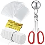 Yinkin Cake Pop Mold Sticks and Wrappers Cake Pop Kit Set Include 100 Parcel Bags 100 Papery Treat Sticks Metallic Twist Ties Scooper Ball Maker Lollipop Tools for Candy Chocolates and Cookies(Red)