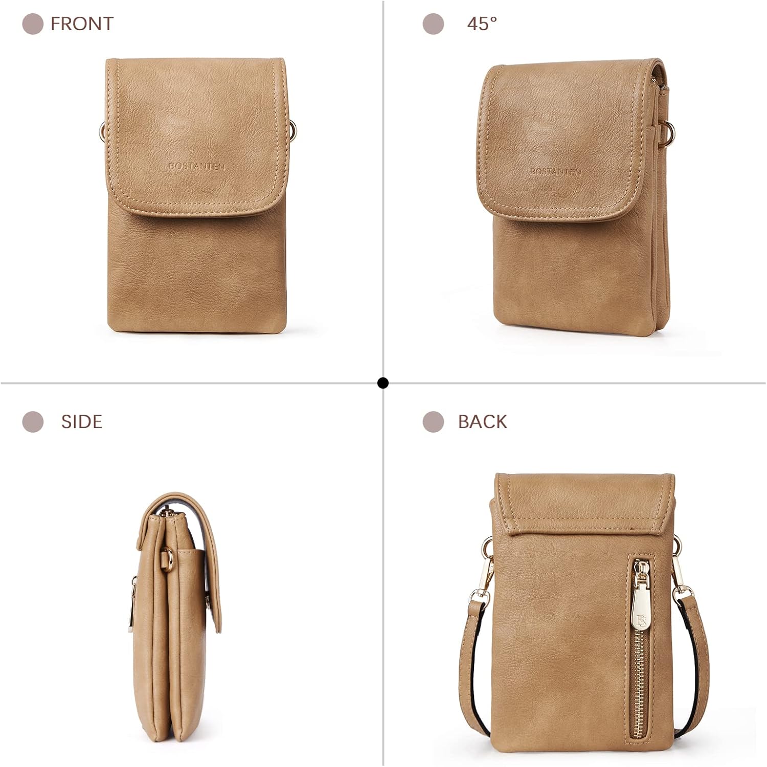 BOSTANTEN Vegan Leather Small Crossbody Bags for Women Designer Cell Phone Bag Wallet Purses Adjustable Strap - Image 8