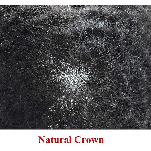Miniatura 4 de Pelucas afro Toupee de 0.236in para hombre, color negro, con ondas afro de 0.236 pulgadas, con inyección de poliuretano, sistema de repuesto,