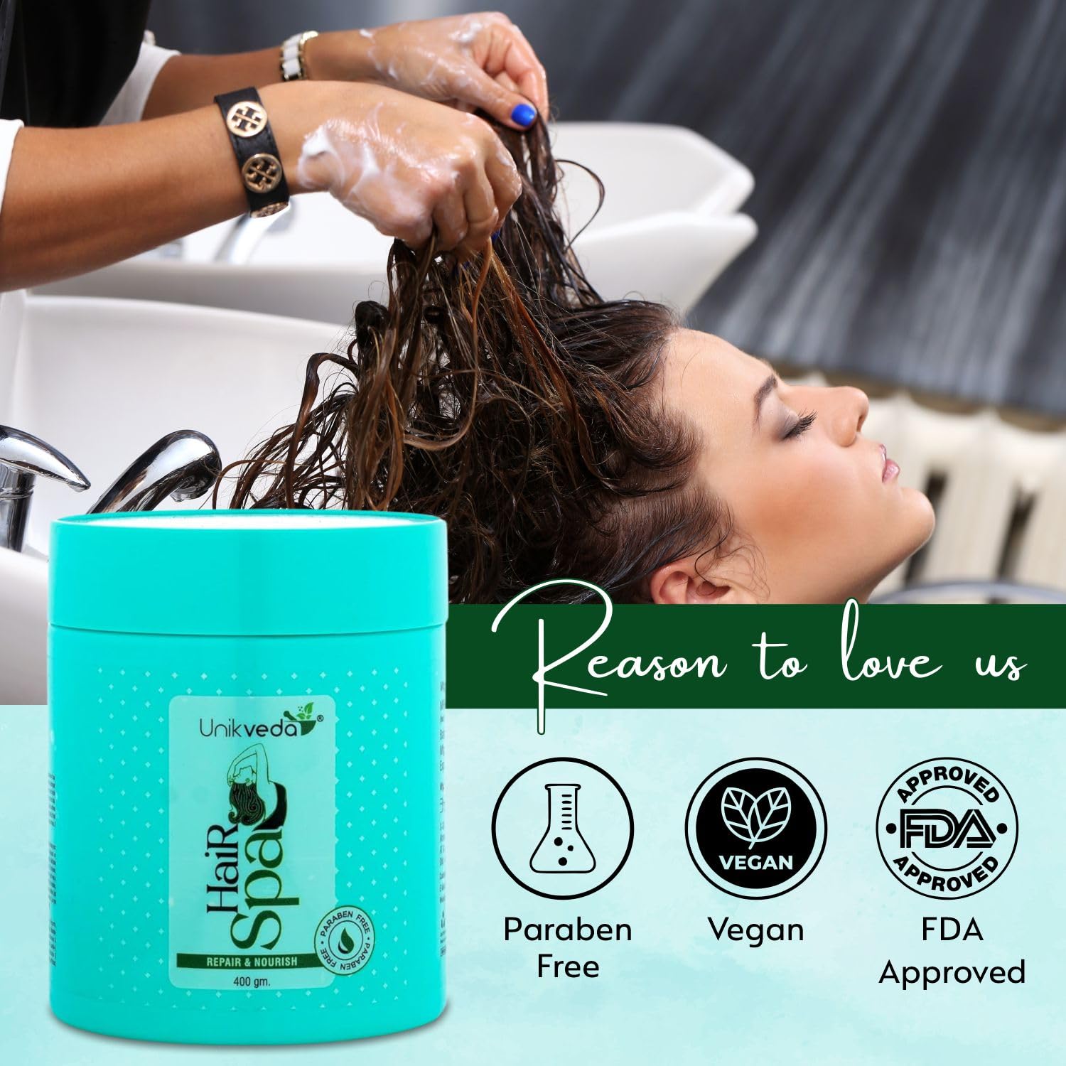 UNIKVEDA Repair and Nourish Hair Spa for Removing Dandruff, Repairing Damage Hair, Relieves Stress 200gm 4