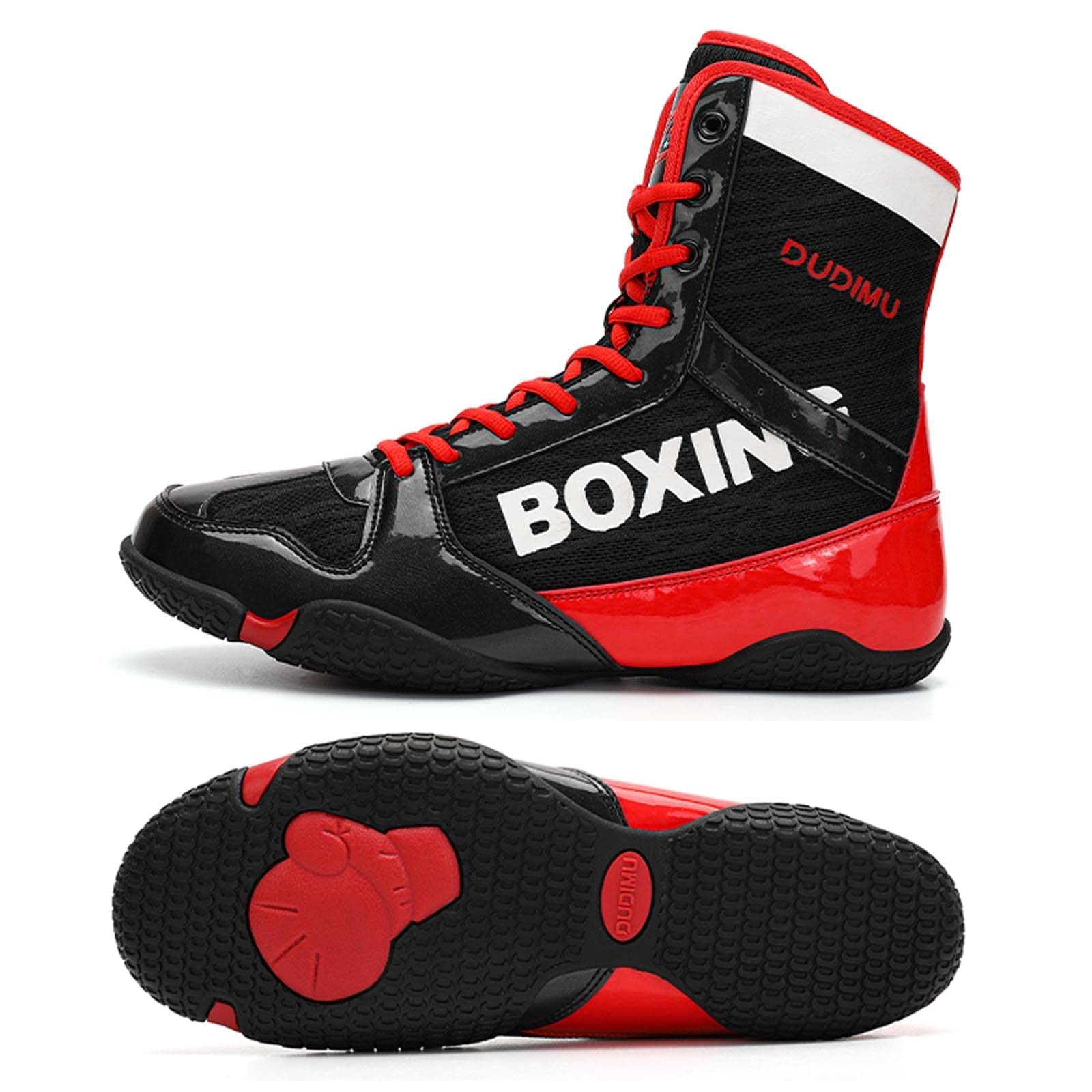 Zapatillas De Entrenamiento De Lucha para Hombres Y Mujeres - Zapatos Profesionales Antideslizantes Adecuados para Lucha Y Levantamiento De Pesas Unisex,Rojo,43 EU