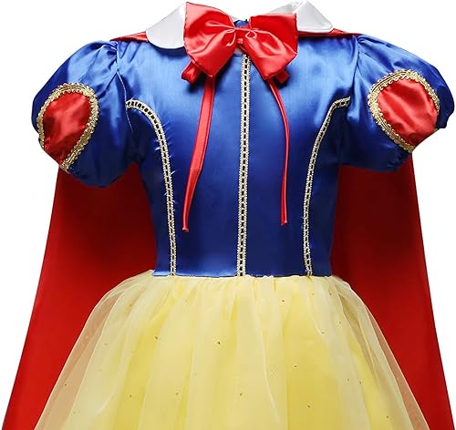 Miniatura 5 de HIHCBF Disfraz de princesa blanco nieve para niñas, cumpleaños, Navidad, Halloween, carnaval, disfraces de disfraces (con accesorios)