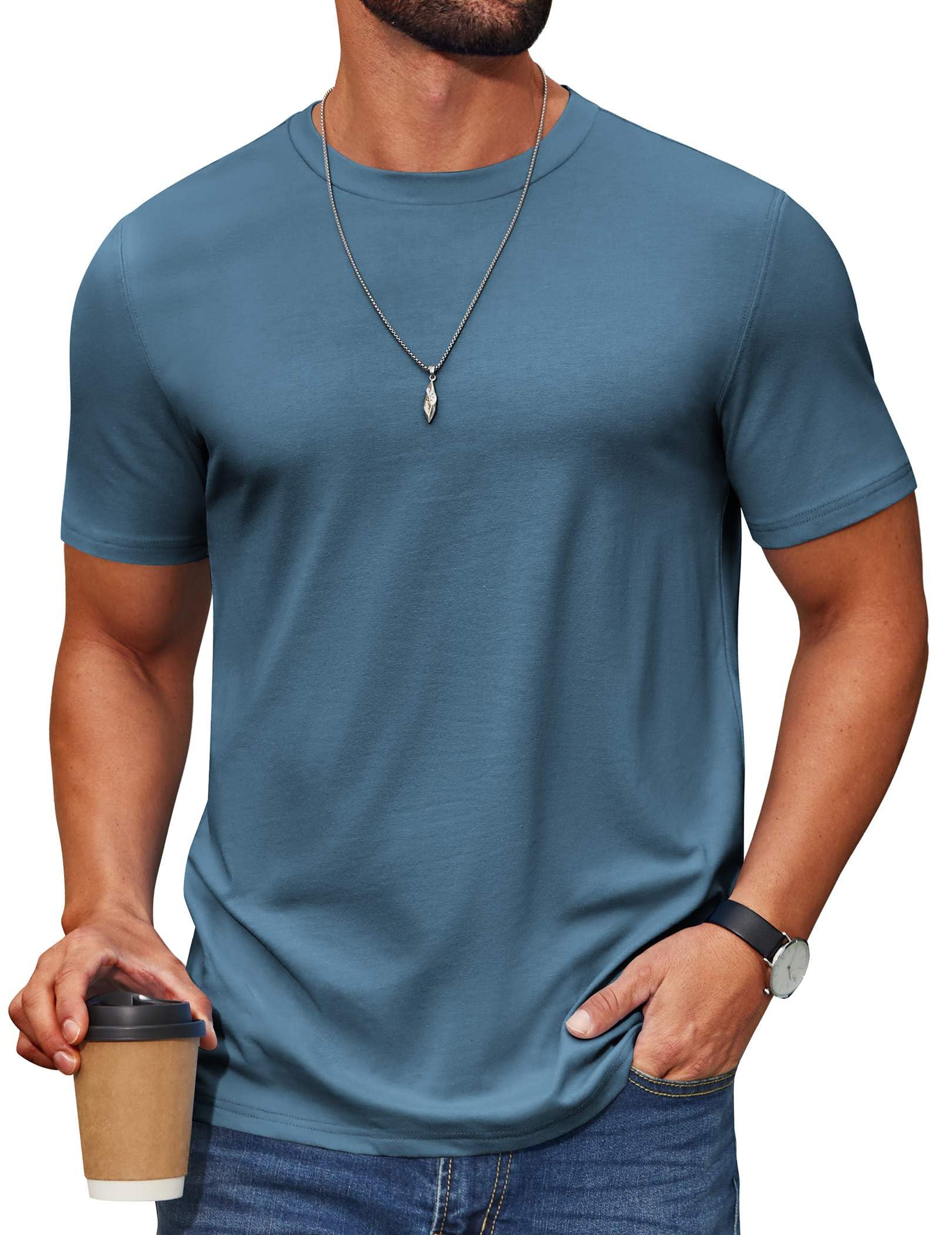 COOFANDY Men's T Shirt Short Sleeve Cotton Blend T-Shirts Crew Neck Casual Summer Basic Tee Shirts