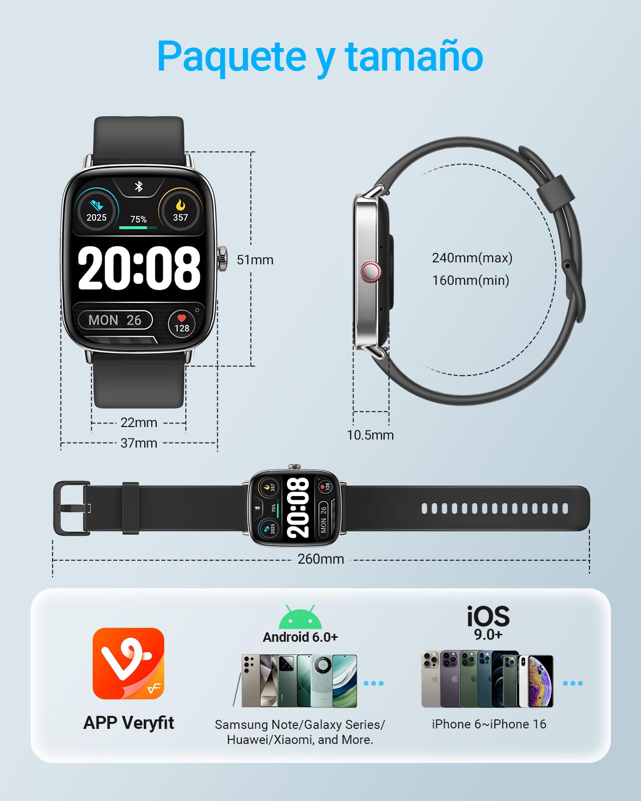 Fitpolo Reloj Inteligente Hombre, 1.85" Smartwatch con Llamadas Bluetooth y Whatsapp Notificación, Pulsómetro, IP68 Pulsera Actividad con 100+ Modos Deportivos, Monitor de Sueño para Android iOS