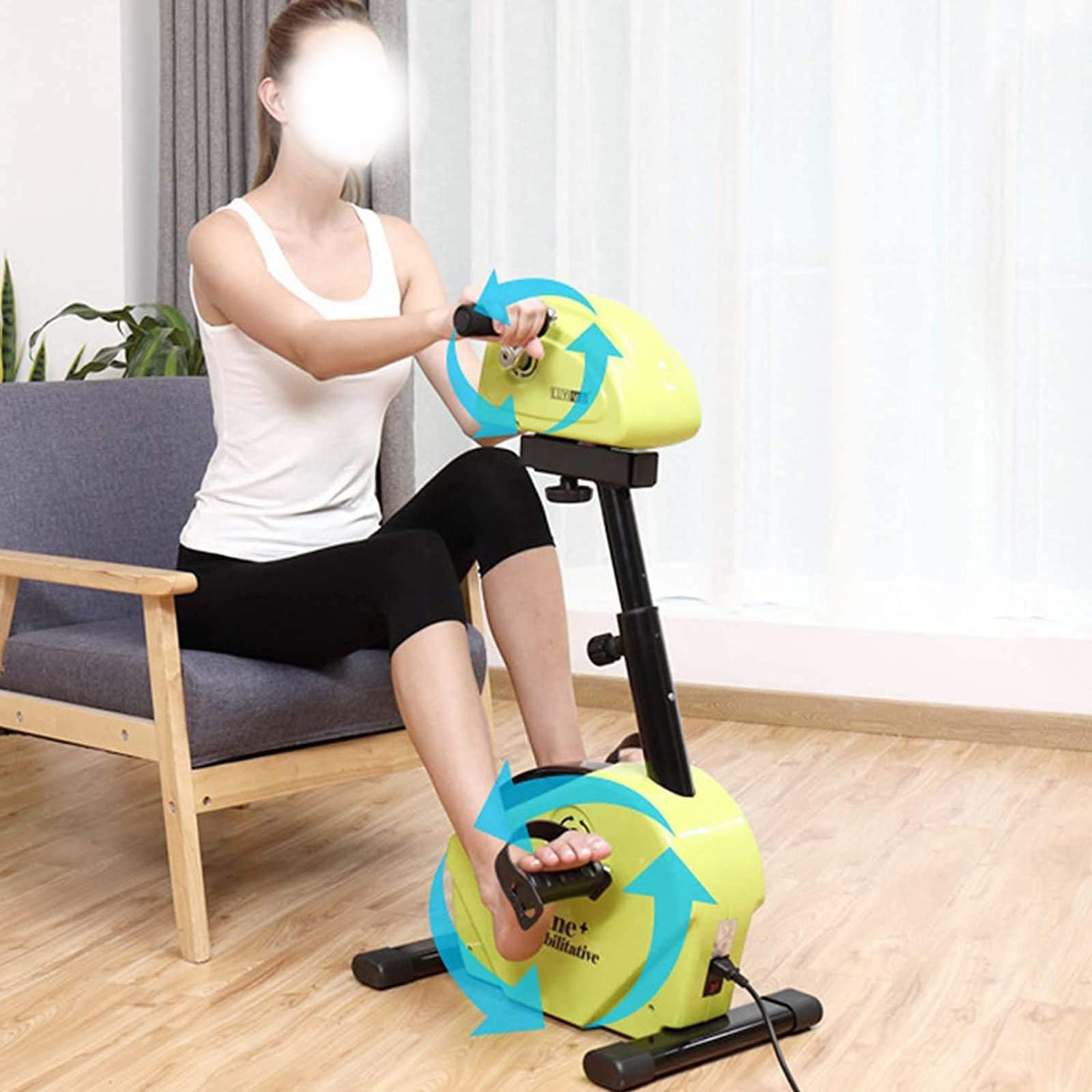 Mini rowerowy sprzęt rehabilitacyjny dla osób niepełnosprawnych, rehabilitacyjny stacjonarny mini rower treningowy, trening cardio nóg i ramion, regulowany opór,A
