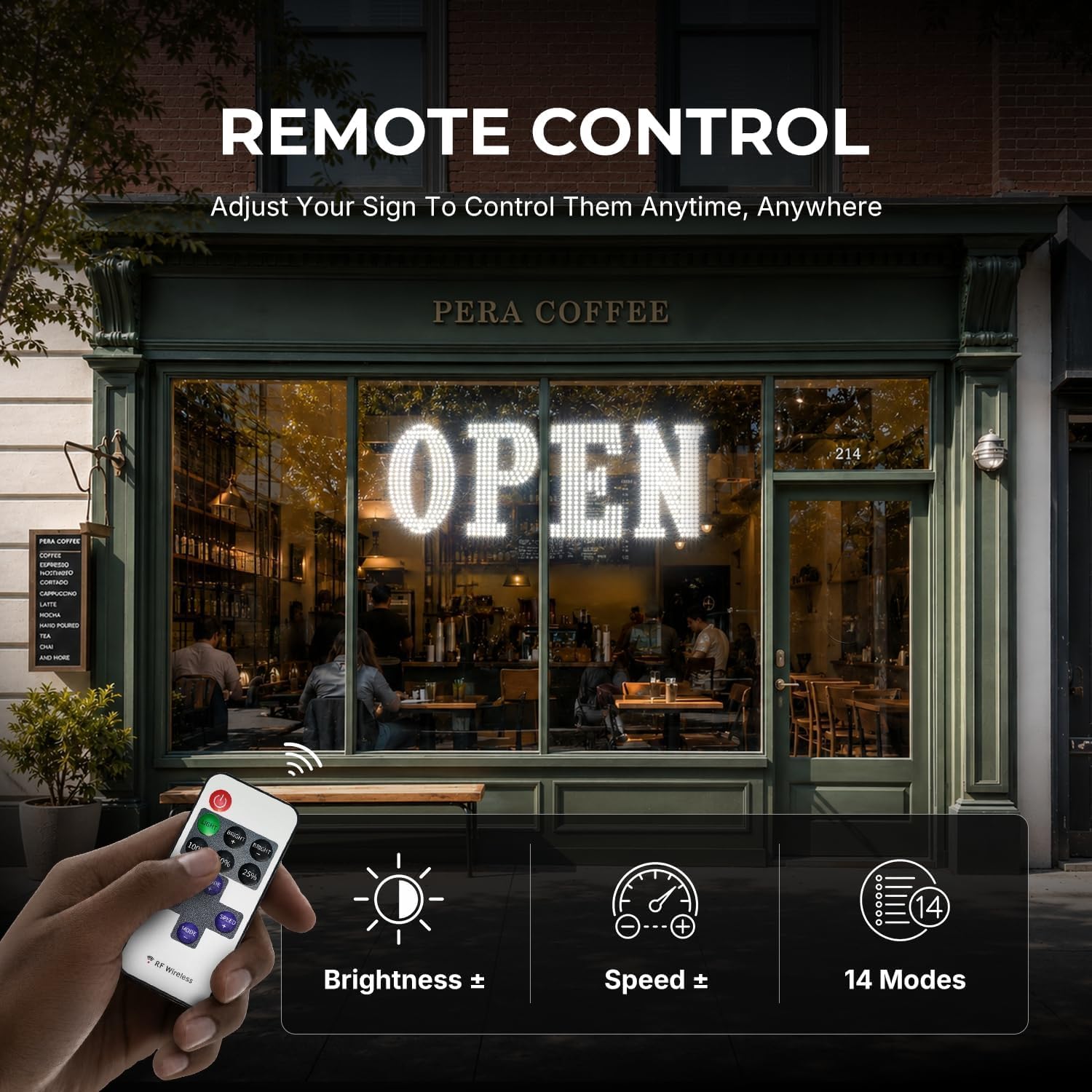 40" x 14" Large LED Open Sign with Remote Control High Bright Visibility Business Signs 14 Mode Electric Display Sign Suitable for Shop, Bar, Hotel, Retail and Restaurant thumbnail