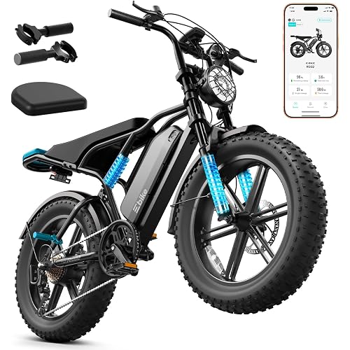 Electric Bike for Adults, Peak 1500W Motor Retro E Bike, Range 65/120Miles, 48V 15Ah Removable Battery, 20"x4" Fat Tires, Full Suspension, APP Control, Off-Road Ebike for City Commuting