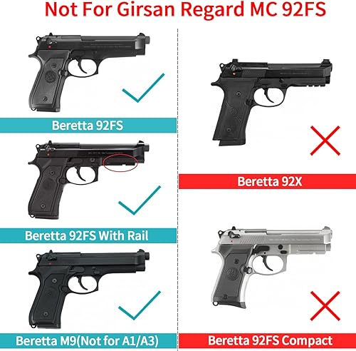 Vista 2 de Gun & Flower OWB Paddle Holster for Springfield XD 4'' / XD-S 3.3'', CZ P10C / P10S, Beretta 92FS / M9 / 92FS Rail – Index Finger Release, Right