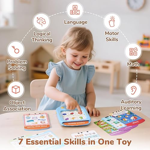 Miniatura 5 de JoyCat Tableta de aprendizaje para niños 156 páginas con 20 juegos de escucha y encuentra, juguete Montessori para alfabeto, fonía, palabras,