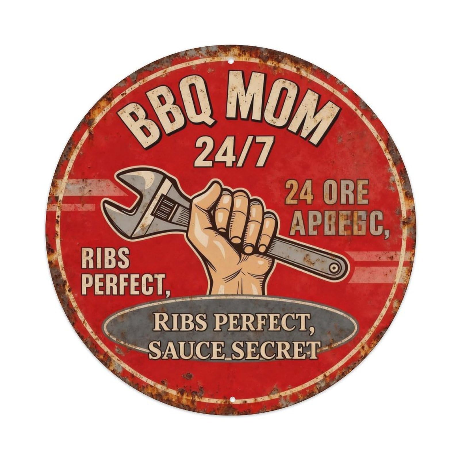 Bbq Mom 247 Metal Tin Sign Plaque