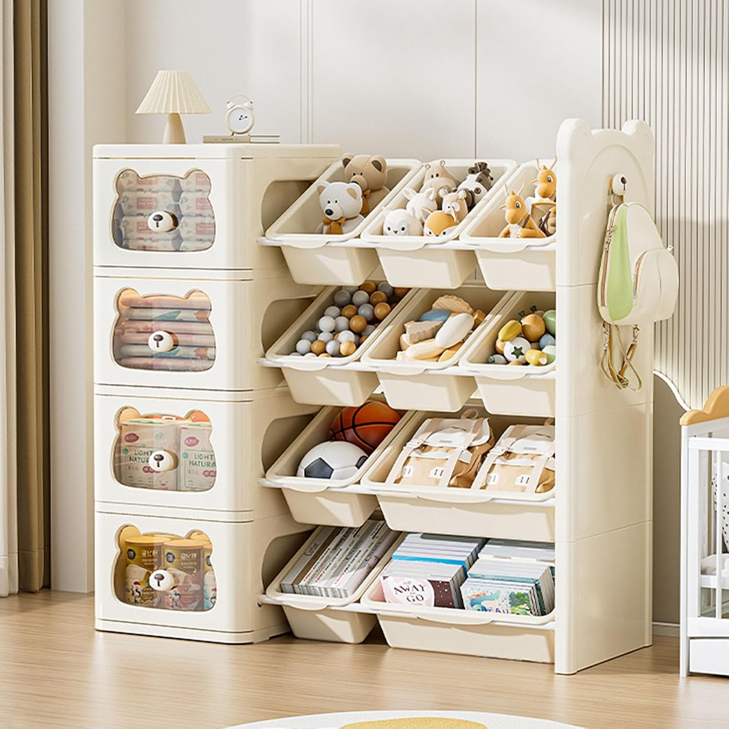 Toy Storage Organizer Kids Toy Chest with Plastic Bins Drawers Storage Cabinet Toddler Bookshelf Floor Chest for Playroom, Bedroom, Nursery(38.97 * 15.35 * 44.8in)