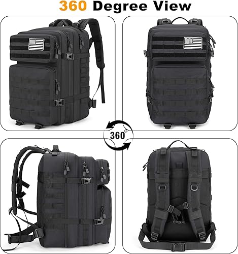 Miniatura 6 de Mochila táctica militar militar de 45 L, resistente al agua, paquete MOLLE EDC, bolsa grande de 3 días para hombres y mujeres, equipo duradero al