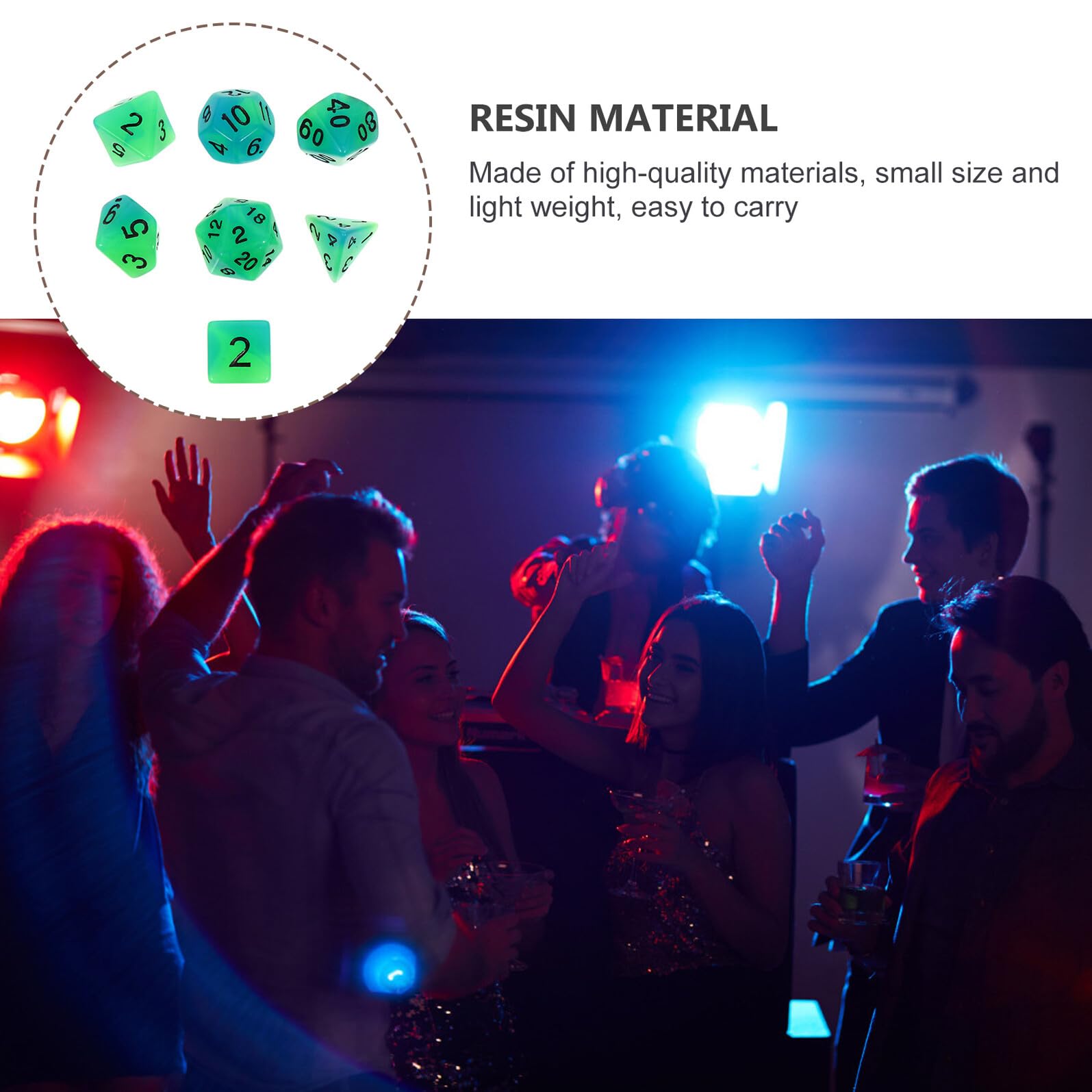 GALPADA 7pièces Dés Polyédriques pour Jeux de Société Lot de Dés Lumineux Portables Plusieurs Faces