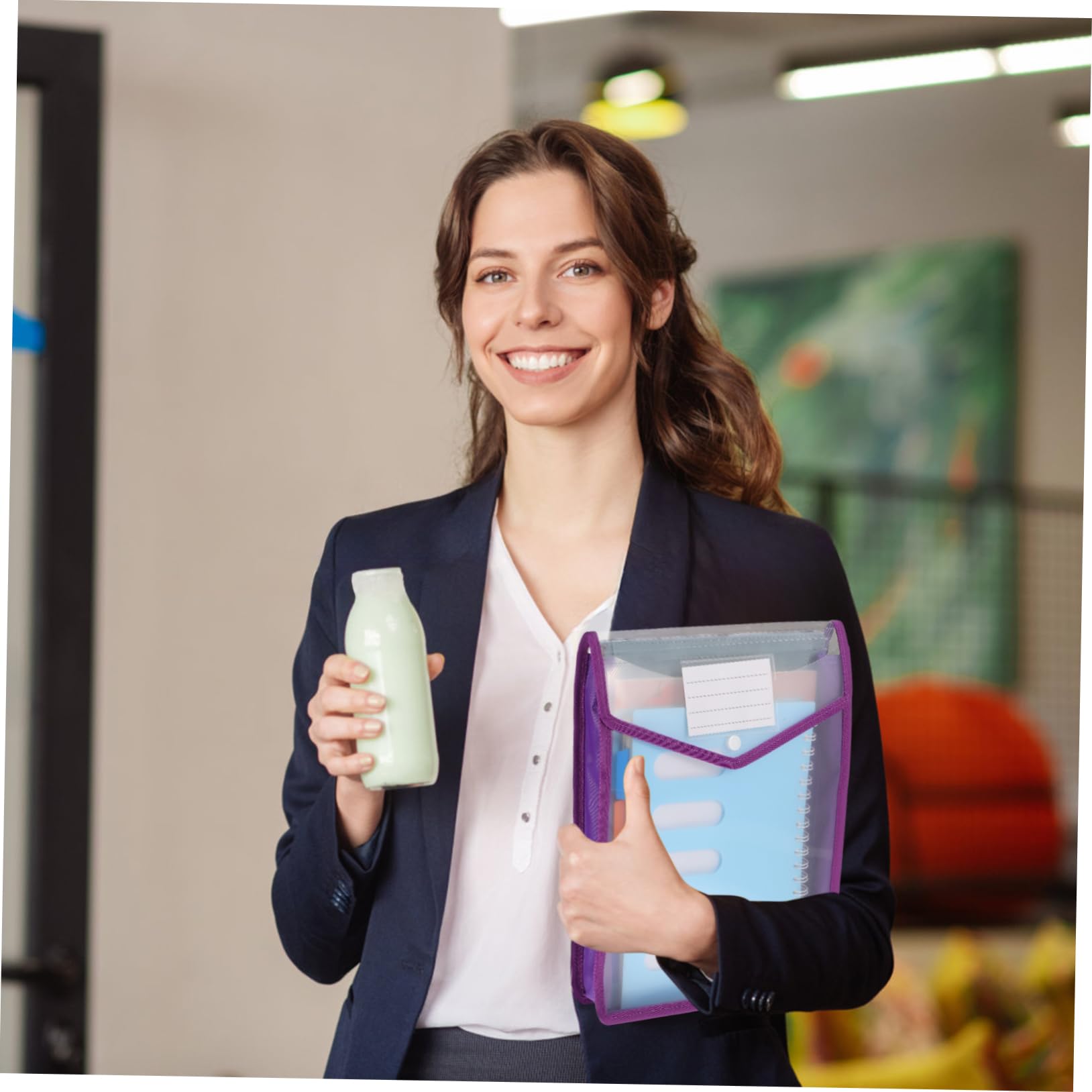 5 piezas Carta Organizadores Verticales Transparentes con Cierre Botón Expandibles para Oficina y Papelería