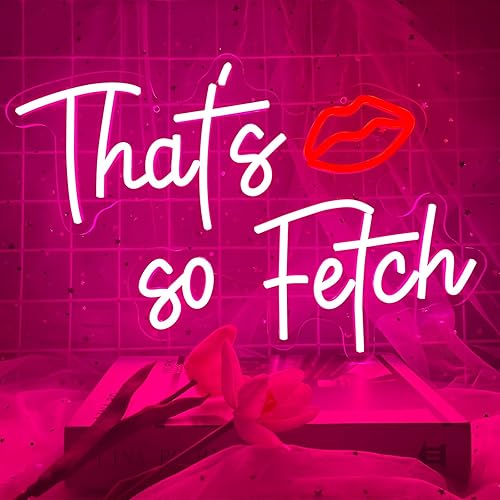 Letrero de neón con texto en inglés That's so Fetch para decoración de pared, decoración de habitación de labios rojos grandes, luz de neón LED,