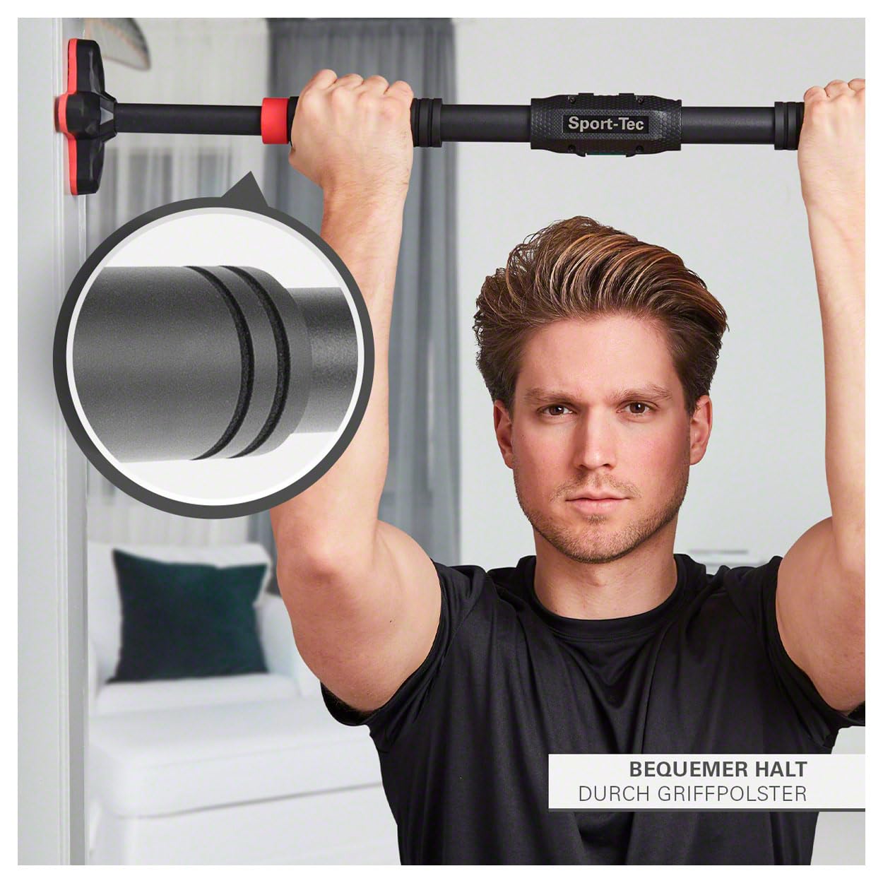 Sport-Tec Türreck Klimmzugstange Pull-Up 10.0, 65-100 cm Klimmzugbügel für Türrahmen, Pull-Up Bar ohne Bohren