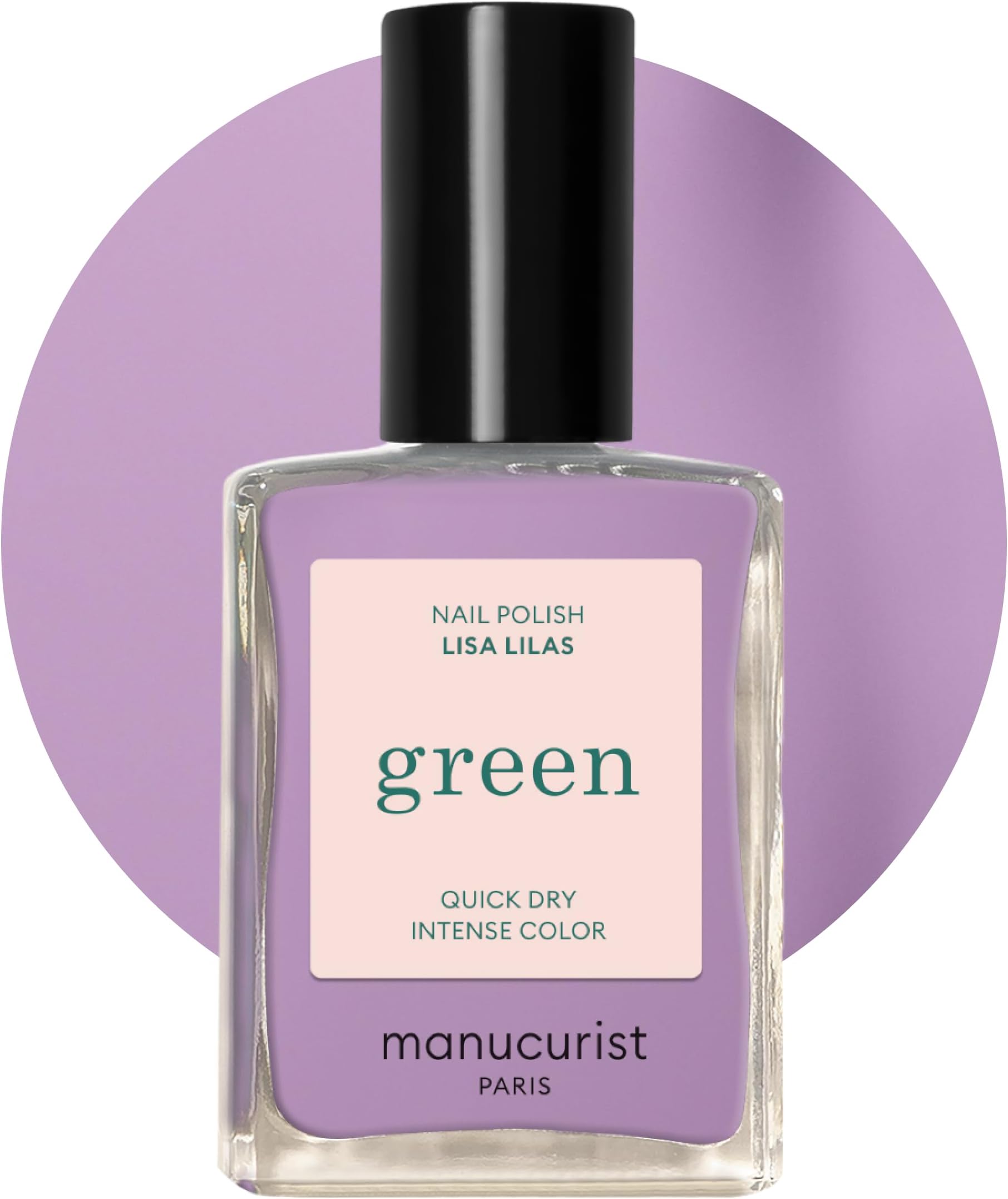– Green™ Lisa Lilas - Lilac Nail Polish Quick Dry - Natural Classic Nail Varnish 9-Free - Vegan and Plant-Based - Manicure & Nails Care - 15 ml