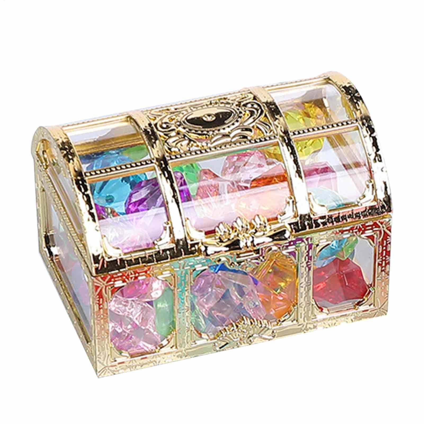 Children's Precious Stones – Coloured Gem with Chest Box Pirate Treasure | Summer Underwater Acrylic Gemstones Set Decoration for Children's Birthday Parties Bombon
