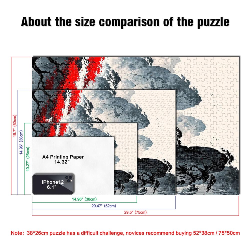 Japońska świątynia górska 1000 sztuk puzzle dla nastolatków redukcja stresu ciekawy prezent urodzinowy, prezenty, sztuka ścienna 38x26cm
