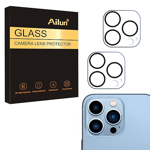 Ailun Camera Lens Protector for iPhone 13 Pro 6.1" & iPhone 13 Pro Max 6.7",Tempered Glass,9H Hardness,Ultra HD,Anti-Scratch,Easy to Install,Case Friendly [Does not Affect Night Shots] [2 Pack]
