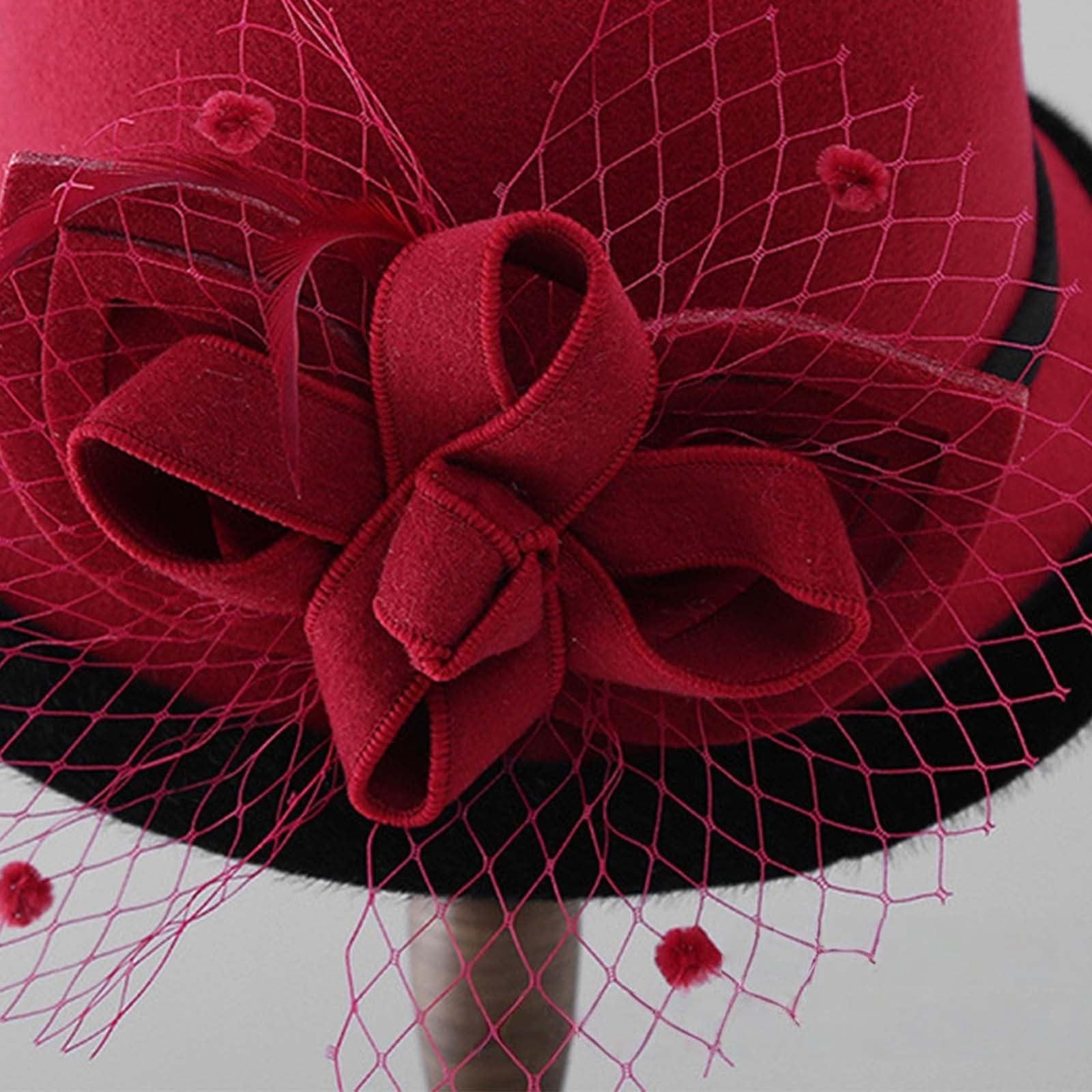 Generisch Neuer europäischer und amerikanischer Damen-Wollhut, stilvoller Fischerhut, eleganter Bucket Hat Netzstoff mit Blumenmuster für und Winter Strohhut Schwarz