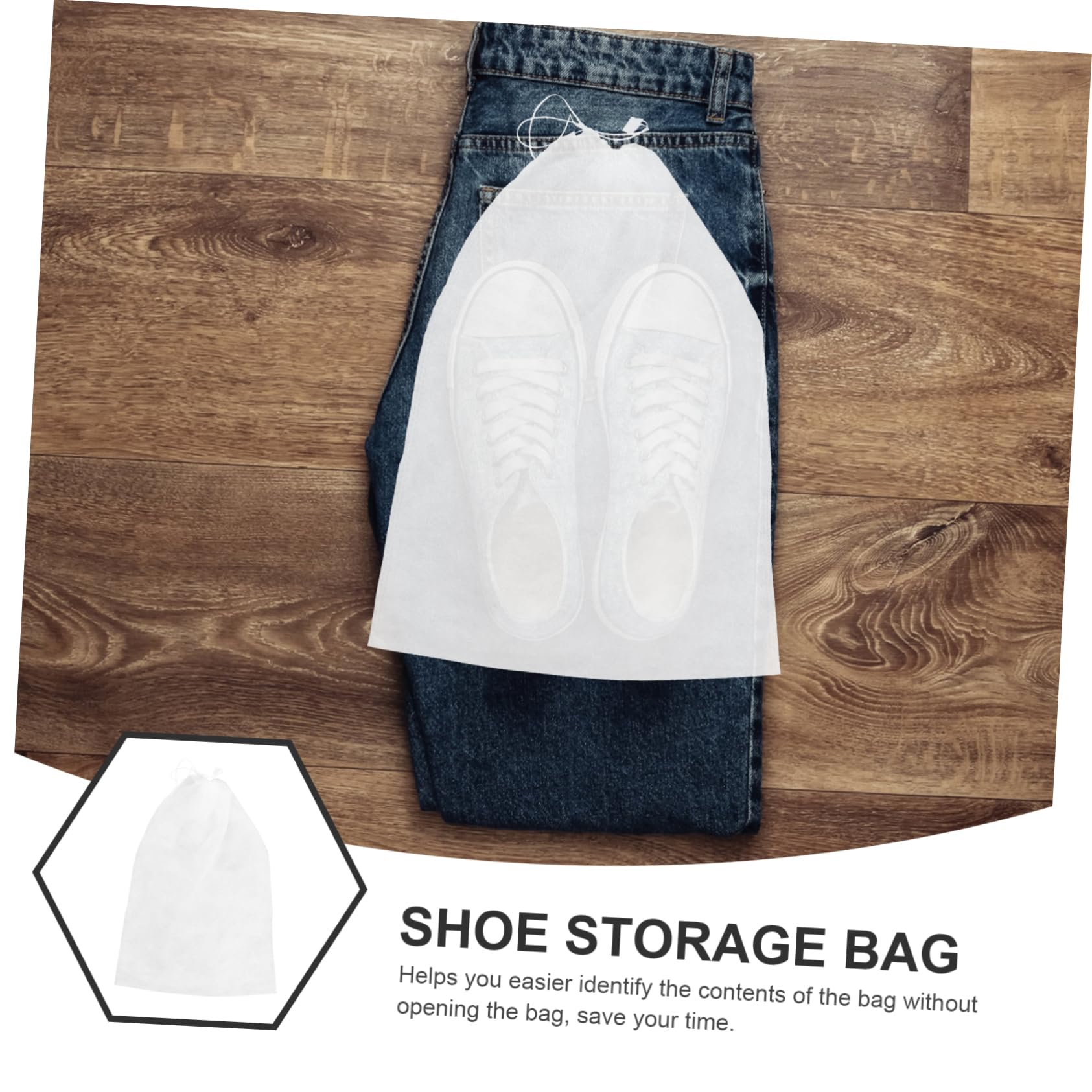 Holibanna 50 Sacchetti per Scarpe da Viaggio Coulisse Non Tessuto Bianco, Leggeri e Facili da Identificare, per Casa e Viaggi, 32x48cm