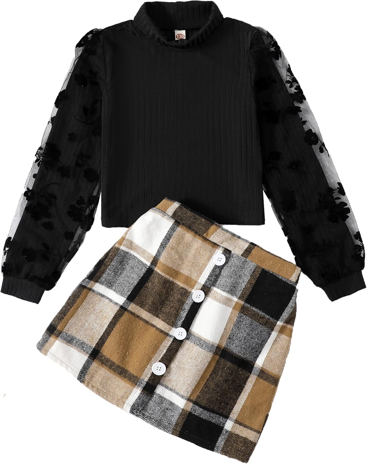 YOURUIKEY Girl's Skirt Sets Casual Winter Fall Lattice Dresses Long Sleeve Top Cute Clothes Outfit for Girls : Clothing, Shoes & Jewelry