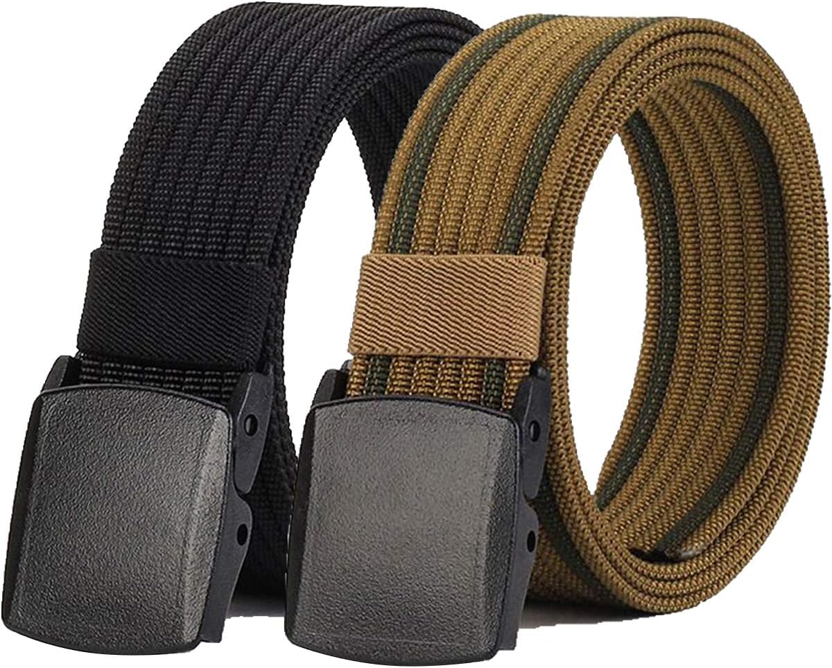 Hoanan 2 Pack Nylon Belt Outdoor Non-Metal Mens Military Web 1.5" Tactical Work Belt