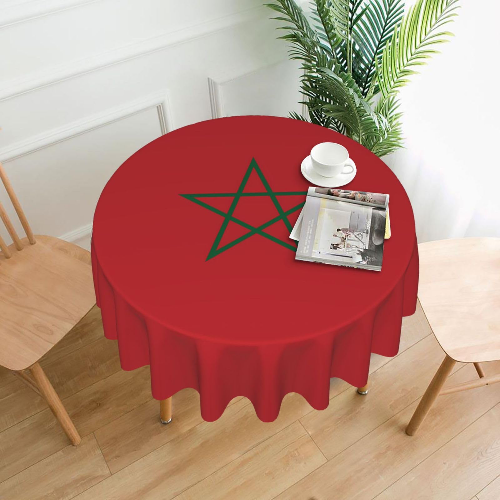 ZHAOUR Flag Of Morocco Print Round Washable Tablecloth – Table Cover